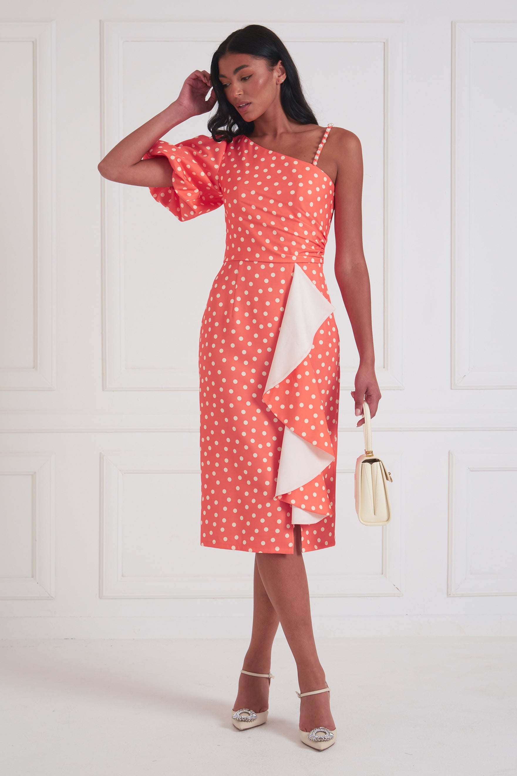 Red polka store dot frill dress