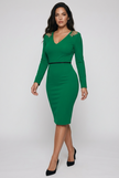 ASTERIA EMBELLISHED SHOULDER COWL BACK MIDI - EMERALD