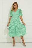 CALLIE CROCHET LACE MIDI DRESS - MINT GREEN