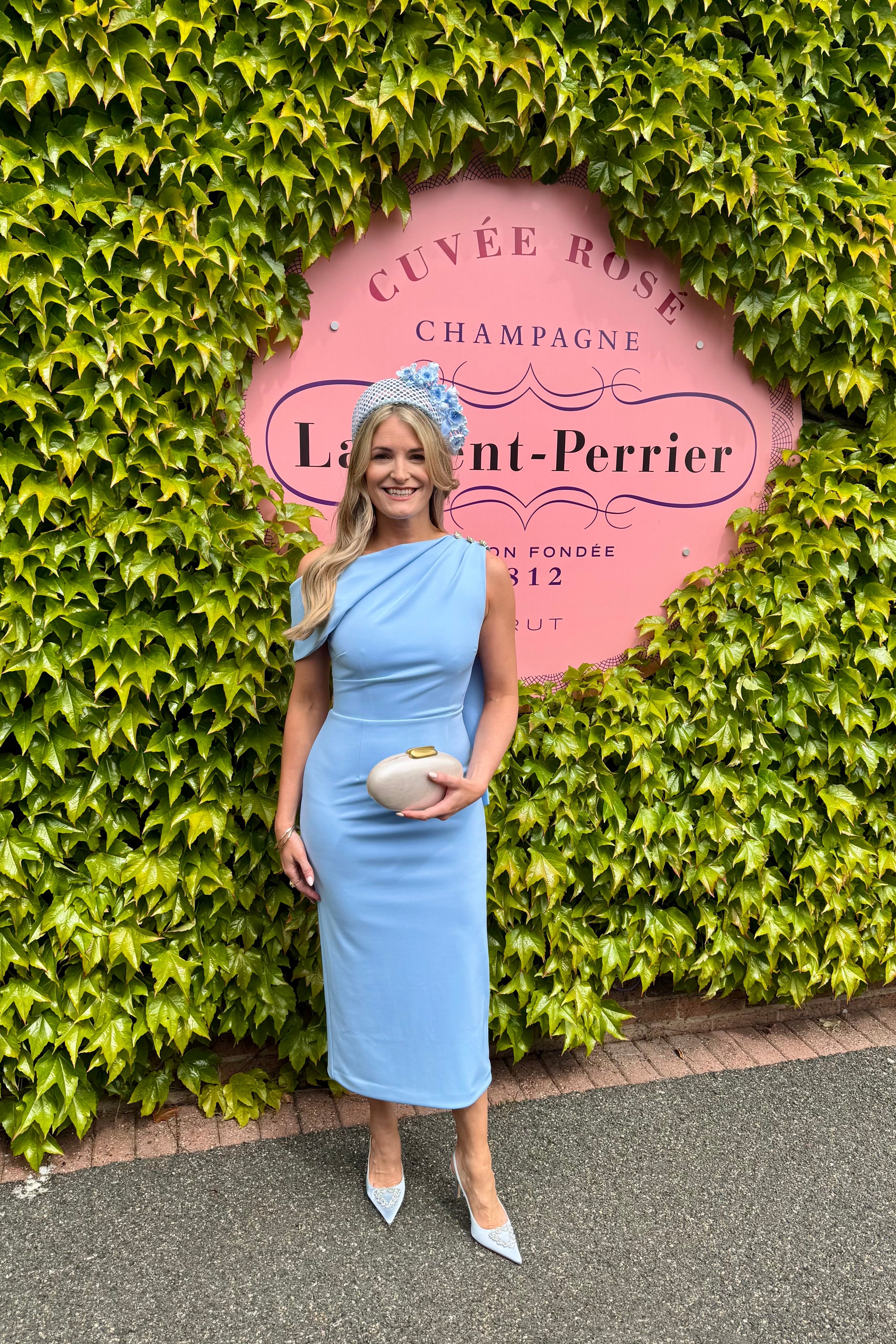 ELENI DRAPE MIDI DRESS - PALE BLUE