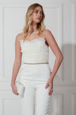 THALIA EMBELLISHED FRILL BANDEAU JUMPSUIT - WHITE