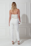 THALIA EMBELLISHED FRILL BANDEAU JUMPSUIT - WHITE