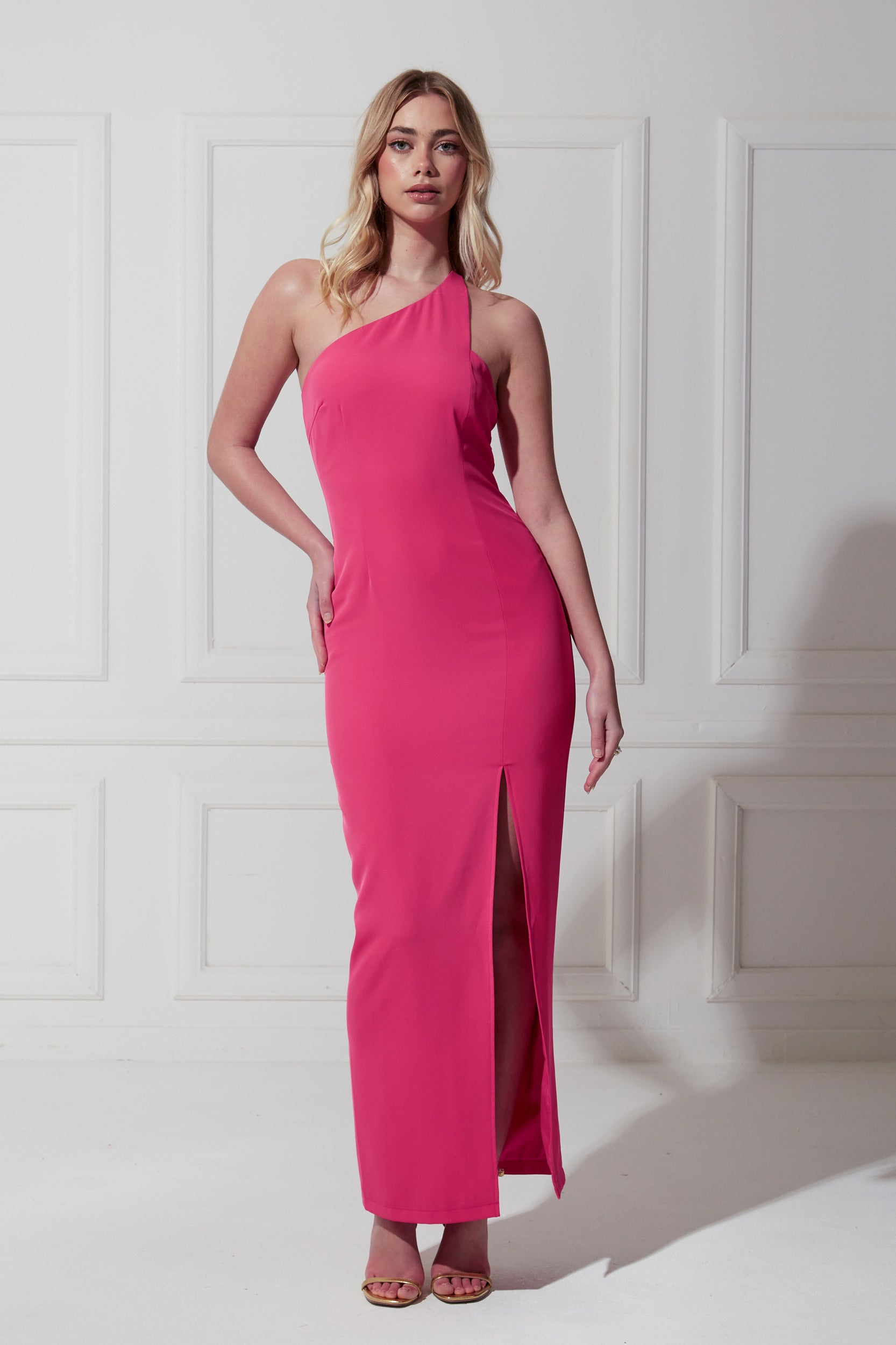 VENETIA ASYMMETRIC MAXI DRESS - PINK