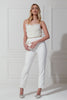 THALIA EMBELLISHED FRILL BANDEAU JUMPSUIT - WHITE