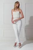 THALIA EMBELLISHED FRILL BANDEAU JUMPSUIT - WHITE