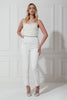 THALIA EMBELLISHED FRILL BANDEAU JUMPSUIT - WHITE