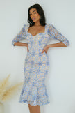 HYACINTH LACE FISHTAIL MIDI  - BLUE