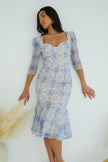 HYACINTH LACE FISHTAIL MIDI  - BLUE