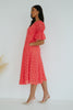 CALLIE CROCHET LACE MIDI DRESS - CORAL