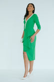 FLORENCE PEARL FRILL FRONT MIDI - EMERALD GREEN