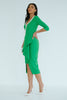 FLORENCE PEARL FRILL FRONT MIDI - EMERALD GREEN