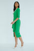 FLORENCE PEARL FRILL FRONT MIDI - EMERALD GREEN