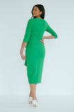 FLORENCE PEARL FRILL FRONT MIDI - EMERALD GREEN