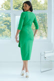 FLORENCE PEARL FRILL FRONT MIDI - EMERALD GREEN