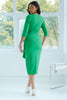 FLORENCE PEARL FRILL FRONT MIDI - EMERALD GREEN