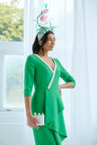 FLORENCE PEARL FRILL FRONT MIDI - EMERALD GREEN