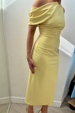 ELENI DRAPE MIDI DRESS - LEMON YELLOW