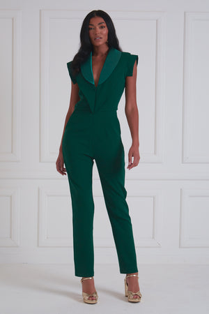 JAGGER TUXEDO JUMPSUIT - FOREST GREEN