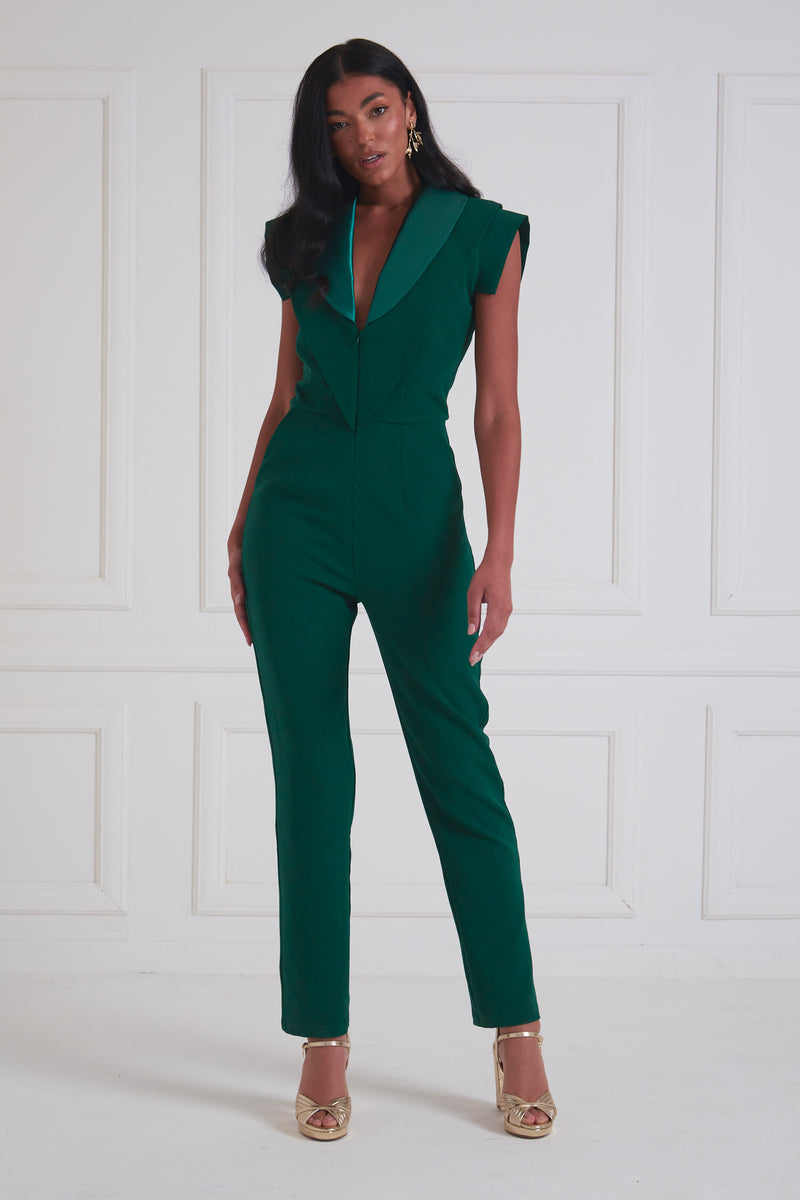 JAGGER TUXEDO JUMPSUIT - FOREST GREEN