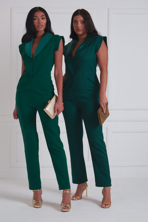 JAGGER TUXEDO JUMPSUIT - FOREST GREEN