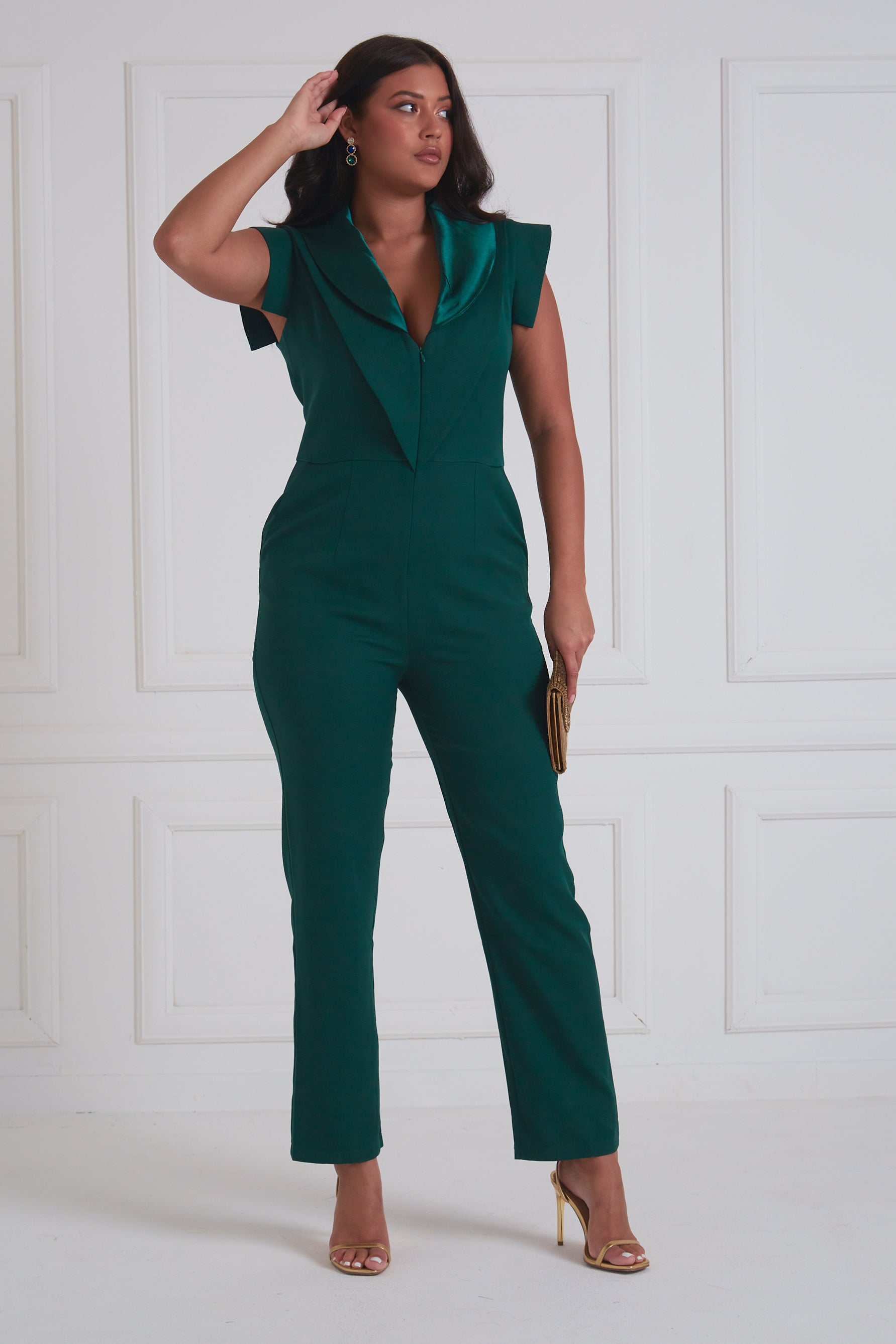 JAGGER TUXEDO JUMPSUIT - FOREST GREEN