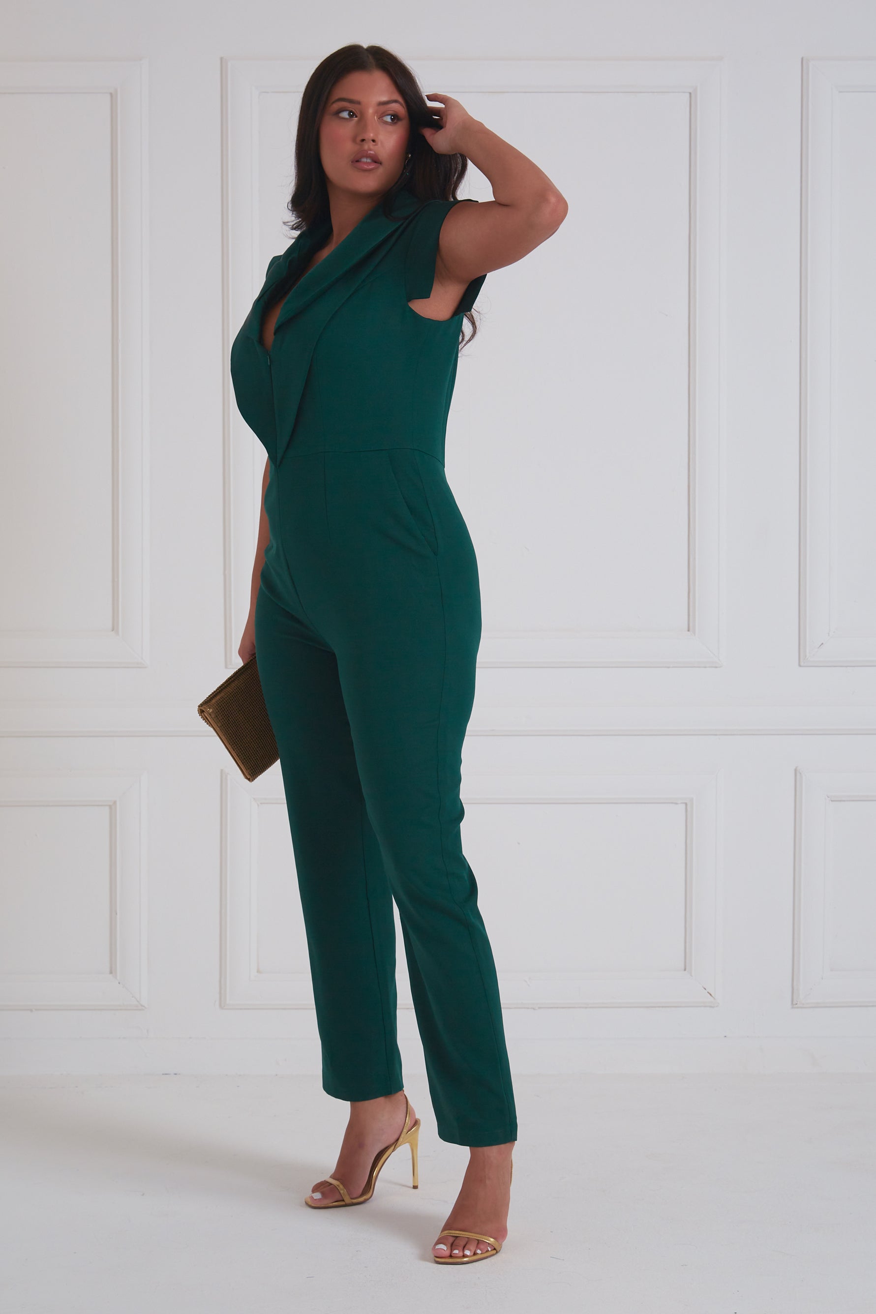 JAGGER TUXEDO JUMPSUIT - FOREST GREEN