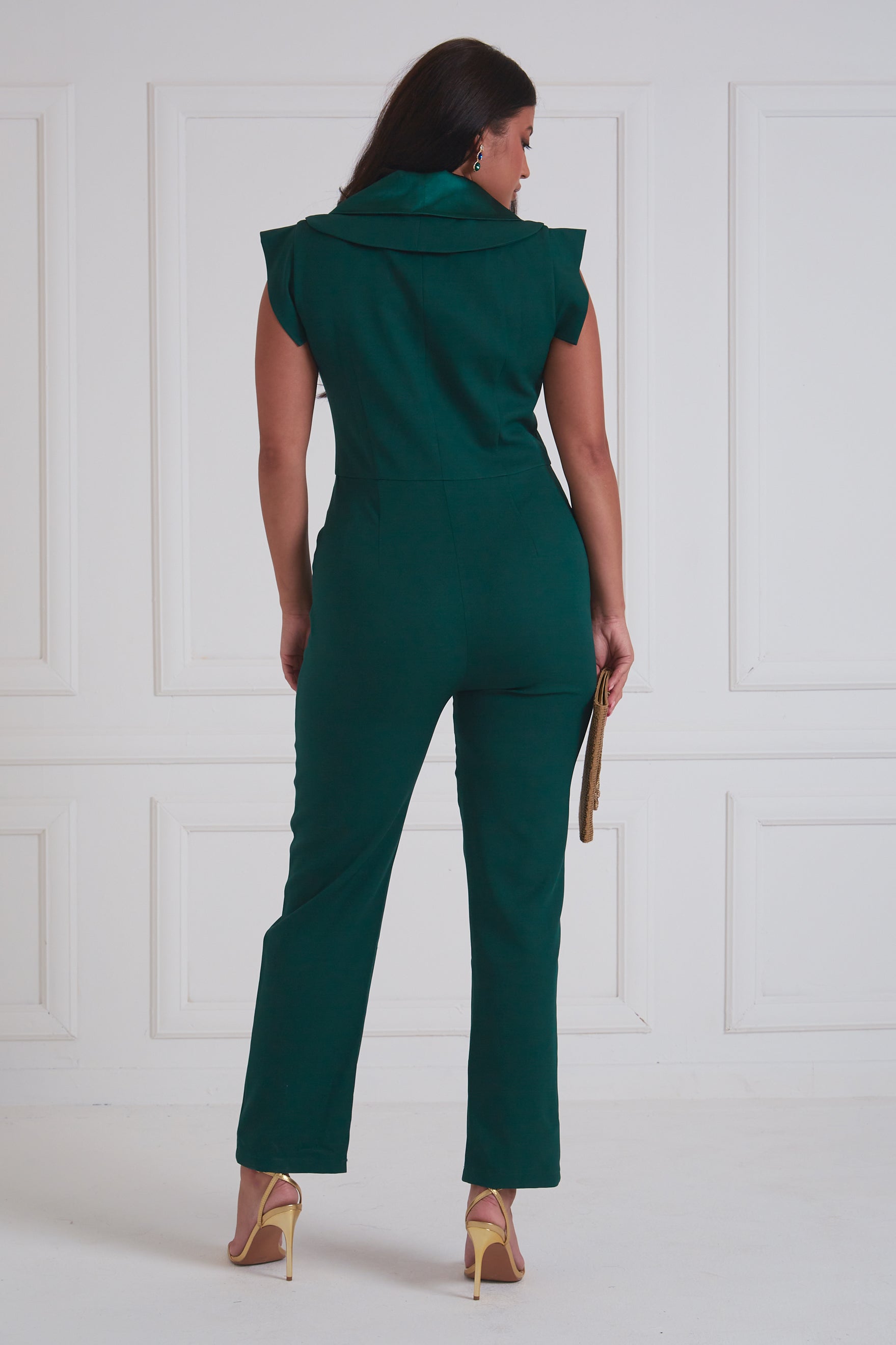 JAGGER TUXEDO JUMPSUIT - FOREST GREEN