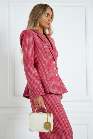 HEPBURN PEPLUM TWEED SUIT - PINK