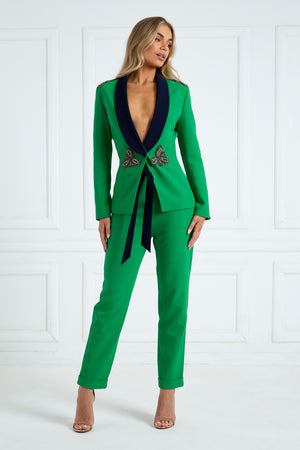 TABITHA EMBELLISHED SUIT - EMERALD & NAVY