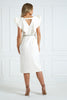 GENEVIEVE FRILL SLEEVE FEATHER DRESS - IVORY