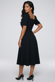 LIVIA SCALLOP SKATER MIDI DRESS - BLACK
