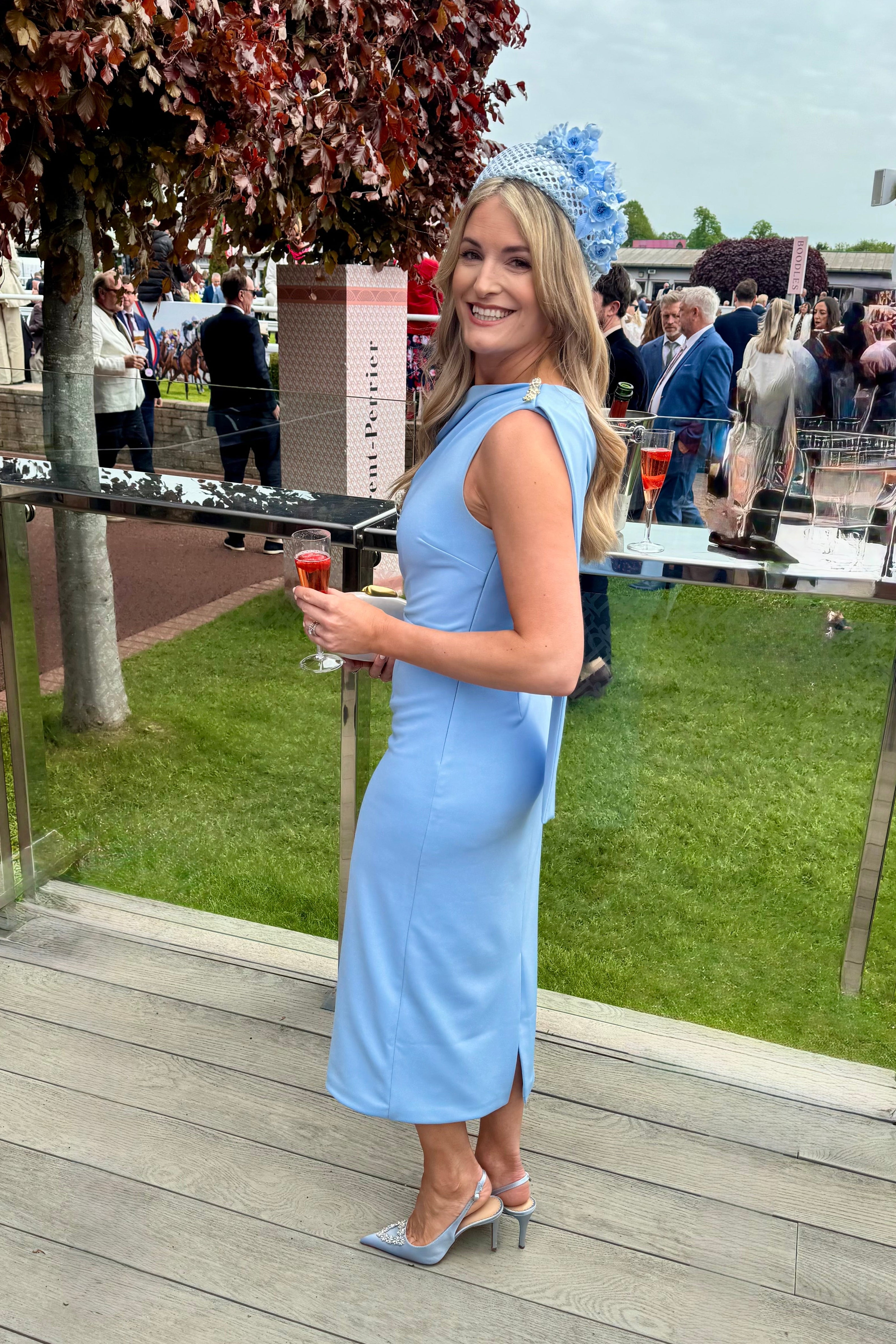 ELENI DRAPE MIDI DRESS - PALE BLUE