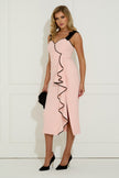 ESTELLE CONTRAST FRILL MIDI - PINK BLACK