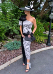 DIANA 1 SHOULDER RUCHE MIDI - POLKA DOT