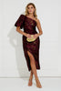 DIANA METALLIC RUCHE 1 SHOULDER DRESS - OXBLOOD