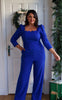 ADELINE SCALLOP EDGE WIDE LEG JUMPSUIT - COBALT BLUE