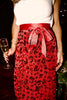 CHRISTINA VELVET SEQUIN MIDI SKIRT WITH BOW WAIST - RED