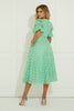 CALLIE CROCHET LACE MIDI DRESS - MINT GREEN