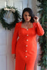VIOLA KNITTED PEARL BUTTON MIDI - ORANGE