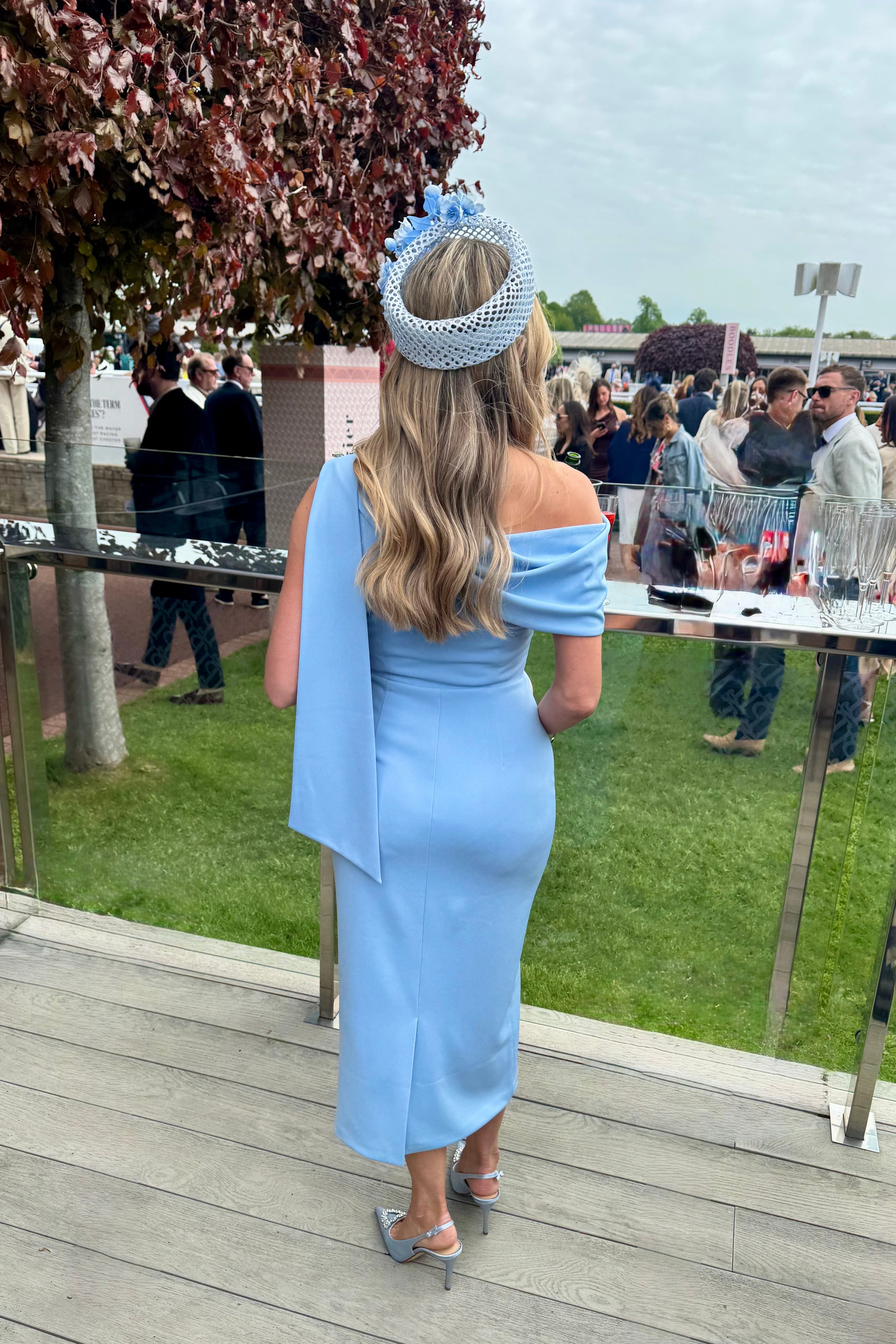 ELENI DRAPE MIDI DRESS - PALE BLUE