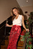 CHRISTINA VELVET SEQUIN MIDI SKIRT WITH BOW WAIST - RED