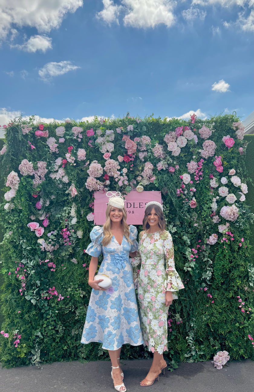 CALLIE METALLIC PUFF SLEEVE MIDI DRESS - PALE BLUE