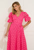 CALLIE CROCHET LACE MIDI DRESS WITH BOW BACK - FUSCIA PINK