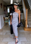 DIANA 1 SHOULDER RUCHE MIDI - POLKA DOT