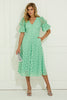 CALLIE CROCHET LACE MIDI DRESS - MINT GREEN