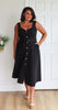 SAFFIRA BELTED FULL SKIRT MIDI DRESS - BLACK