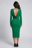 ASTERIA EMBELLISHED SHOULDER COWL BACK MIDI - EMERALD