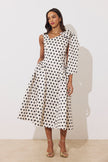 BEATRICE POLKA DOT BOW DRESS - CHAMPAGNE BLACK