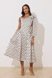 BEATRICE POLKA DOT BOW DRESS - CHAMPAGNE BLACK