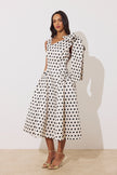 BEATRICE POLKA DOT BOW DRESS - CHAMPAGNE BLACK